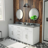 Dexterity 72 Inch Oak Vanity with Oval Undermount Sinks - White