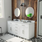 Dexterity 72 Inch Oak Vanity with Oval Undermount Sinks - White