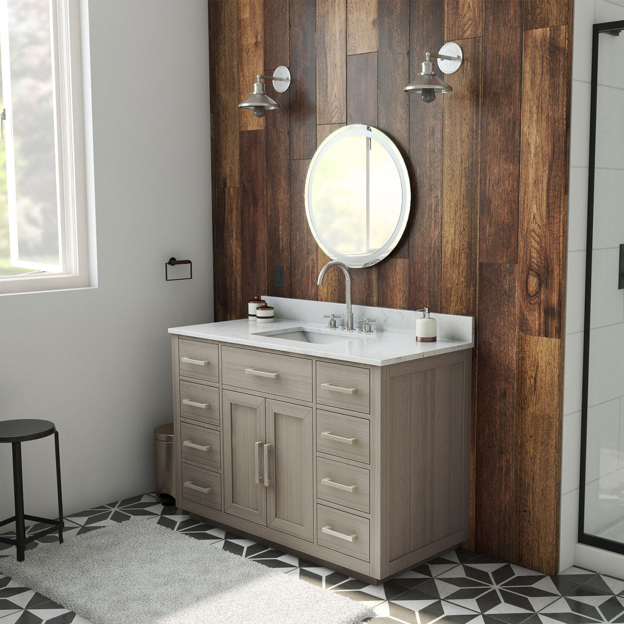 Dexterity 48 Inch Oak Vanity with Rectangular Undermount Sink - Gray Oak