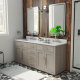 Dexterity 72 Inch Oak Vanity with Rectangular Undermount Sinks - Gray Oak