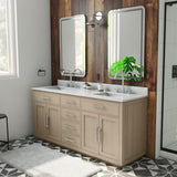 Dexterity 72 Inch Oak Vanity with Rectangular Undermount Sinks - Light Oak