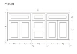 60" Cab-Tec Shaker White Double Vanity Base