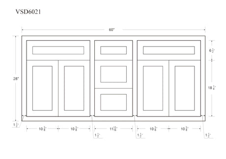 60" Cab-Tec Shaker White Double Vanity Base