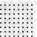 Anatolia Tile Basketweave Mosaics Honed Bianco Venatino Marble Natural Stone 1 Sheet = 1 Sq. Ft. 5001-0024-0 (76-170) Bianco Venatino Basketweave Honed - premium natural stone mosaic tile from Anatolia Tile, available at PoshHaus showroom in Keene, NH