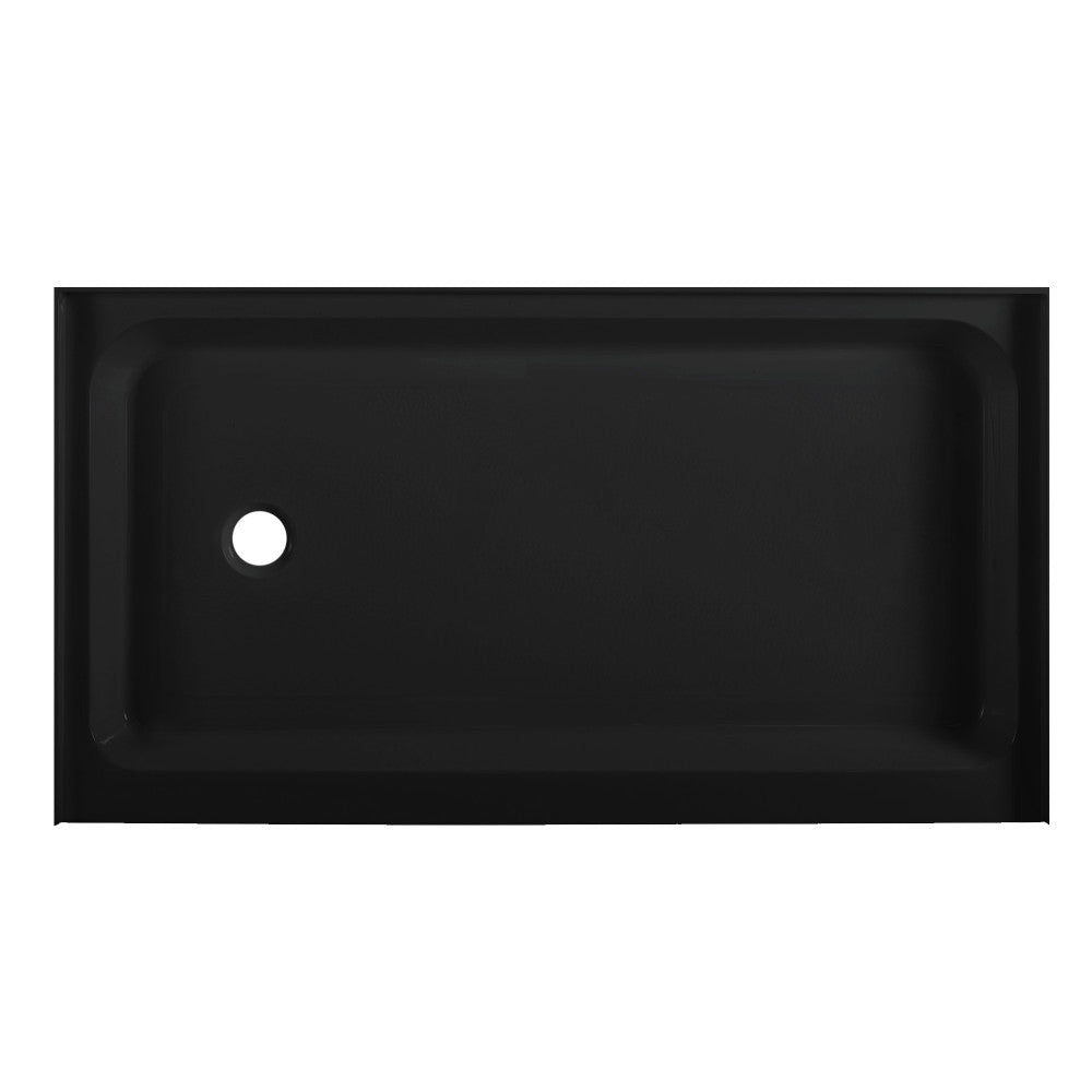 Voltaire 60 x 36 Acrylic Black, Single-Threshold, Left Drain, Shower Base