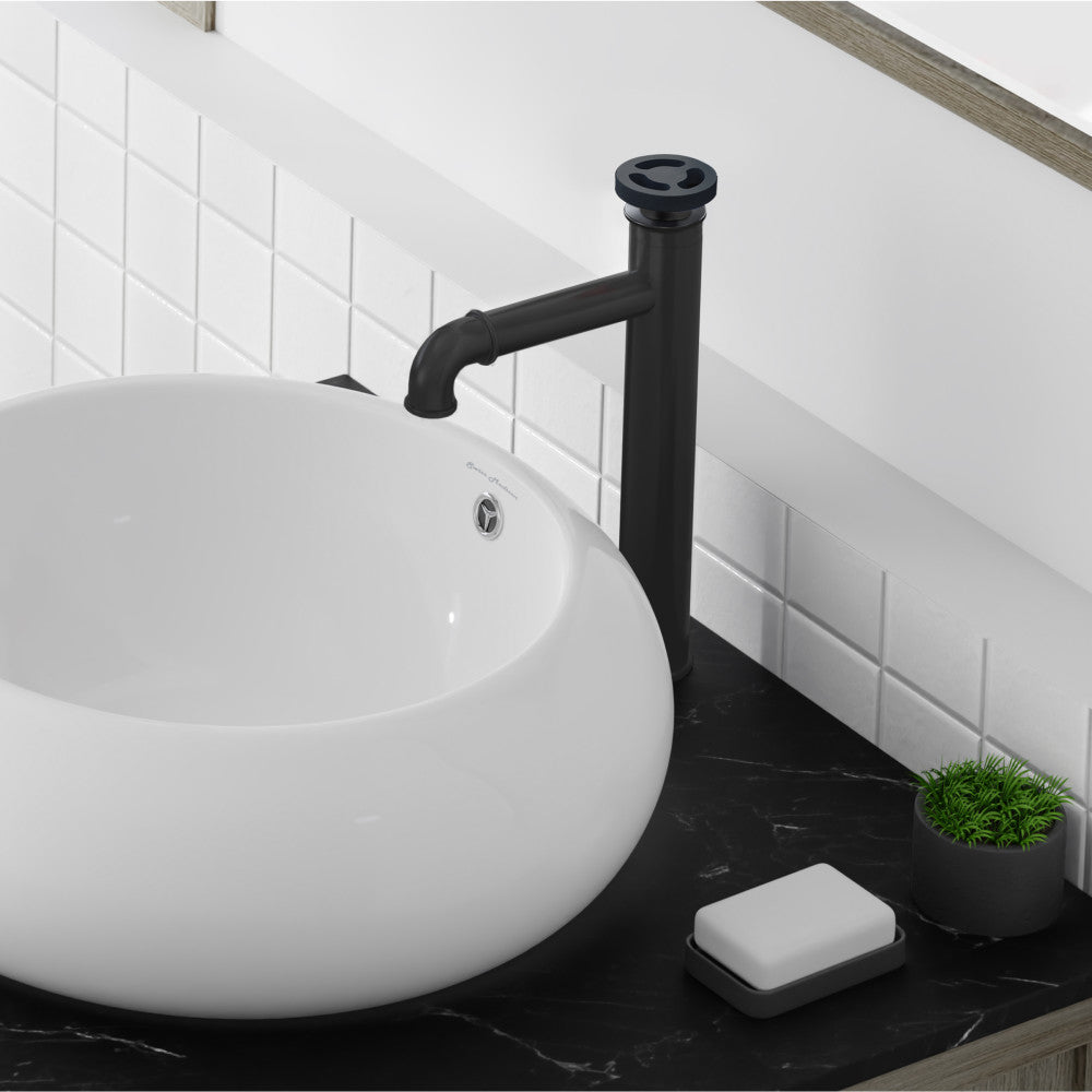 Avallon Single Hole, Single-Handle Wheel, High Arc Bathroom Faucet in Matte Black