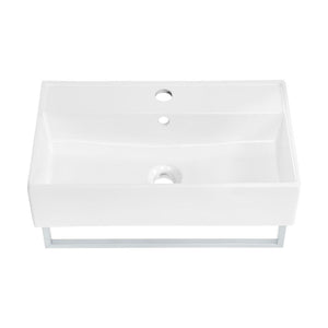 Claire 22" Wall-Mount Bathroom Sink with Silver Towel Bar