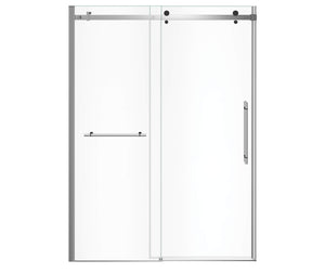 MAAX 138475-900-350-000 Vela 56 ½-59 x 78 ¾ in. 8mm Sliding Shower Door with Towel Bar for Alcove Installation with Clear glass in Chrome and Matte Black