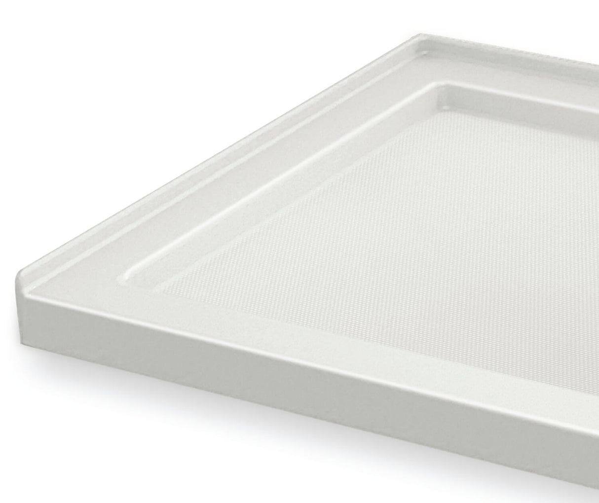 MAAX 420006-542-001-104 B3Square 6036 Acrylic Corner Left Shower Base in White with Anti-slip Bottom with Left-Hand Drain