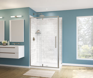 MAAX 135325-900-305-000 Uptown 45-47 x 76 in. 8 mm Pivot Shower Door for Alcove Installation with Clear glass in Brushed Nickel