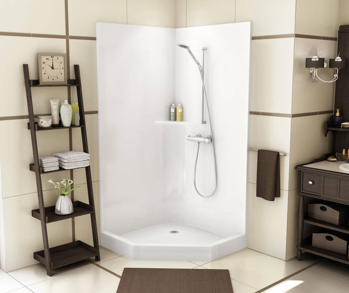 MAAX 140007-000-002-000 CSS36 38 x 38 AcrylX Corner Center Drain One-Piece Shower in White