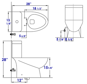 EAGO TB346 MODERN DUAL FLUSH ONE PIECE ECO-FRIENDLY HIGH EFFICIENCY LOW FLUSH CERAMIC TOILET