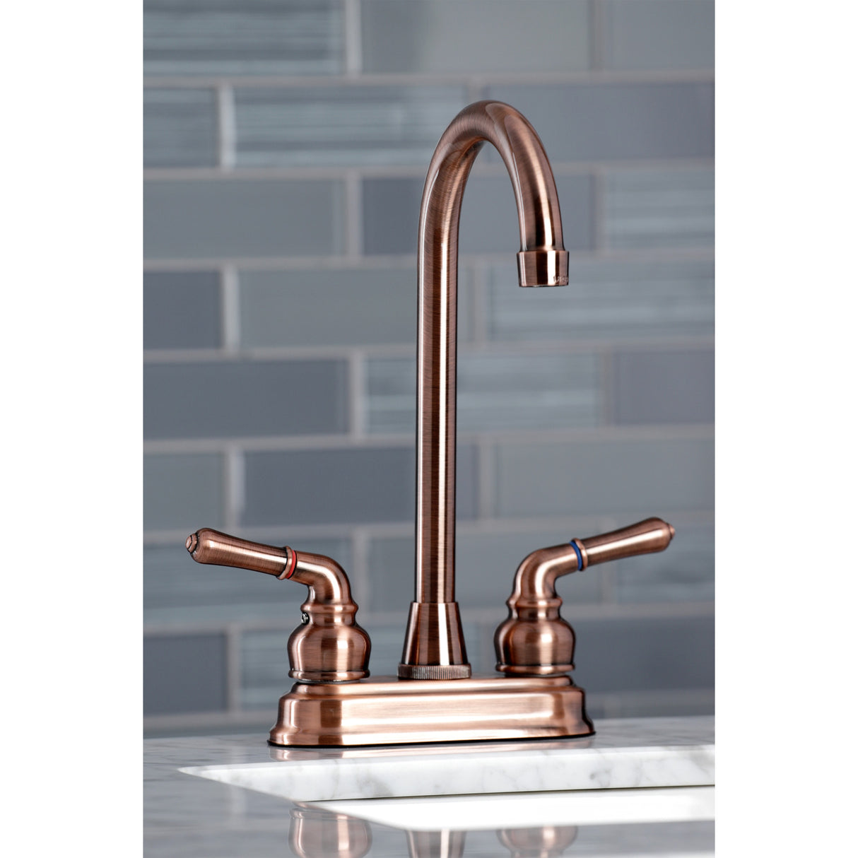 Kingston Brass KB496 Magellan Two-Handle 4" Centerset Bar Faucet, Antique Copper