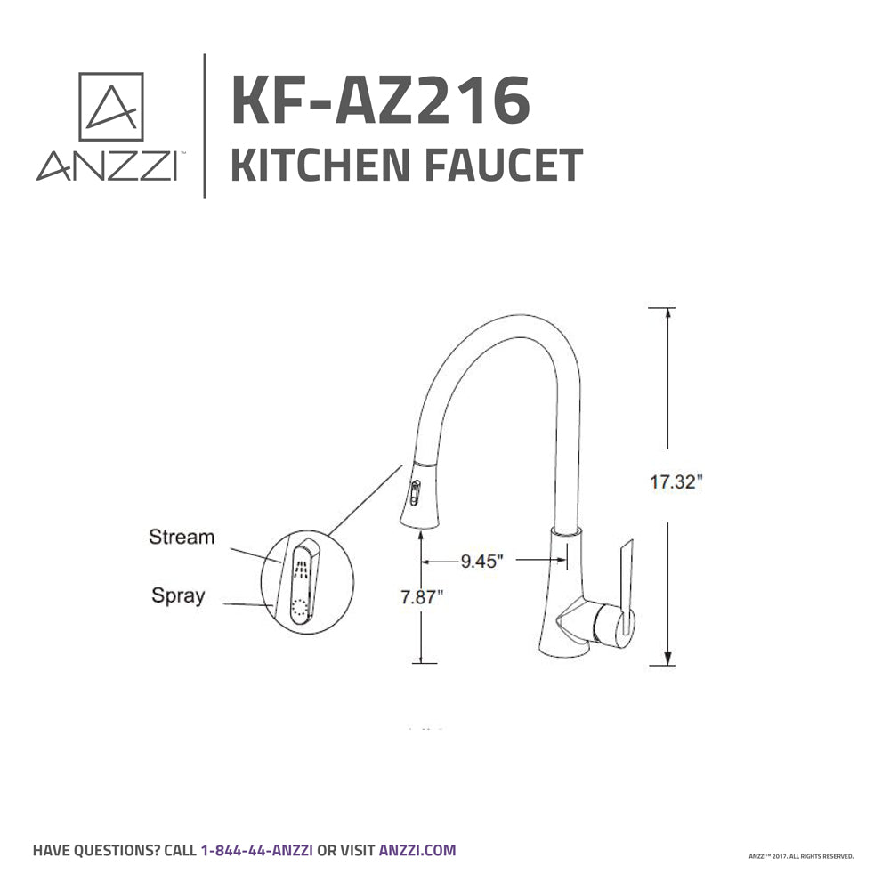 ANZZI KF-AZ216ORB Tulip Single-Handle Pull-Out Sprayer Kitchen Faucet in Oil Rubbed Bronze