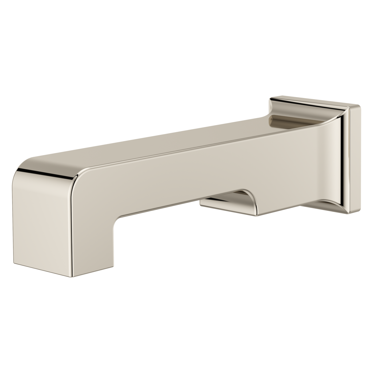 Modern Square Non-Diverting Tub Spout in Polished Nickel