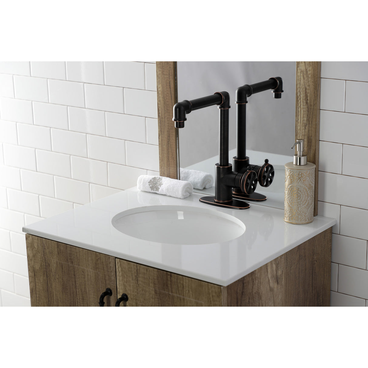 Kingston Brass KSD144RXNB Belknap Single-Handle Bathroom Faucet with Push Pop-Up, Naples Bronze