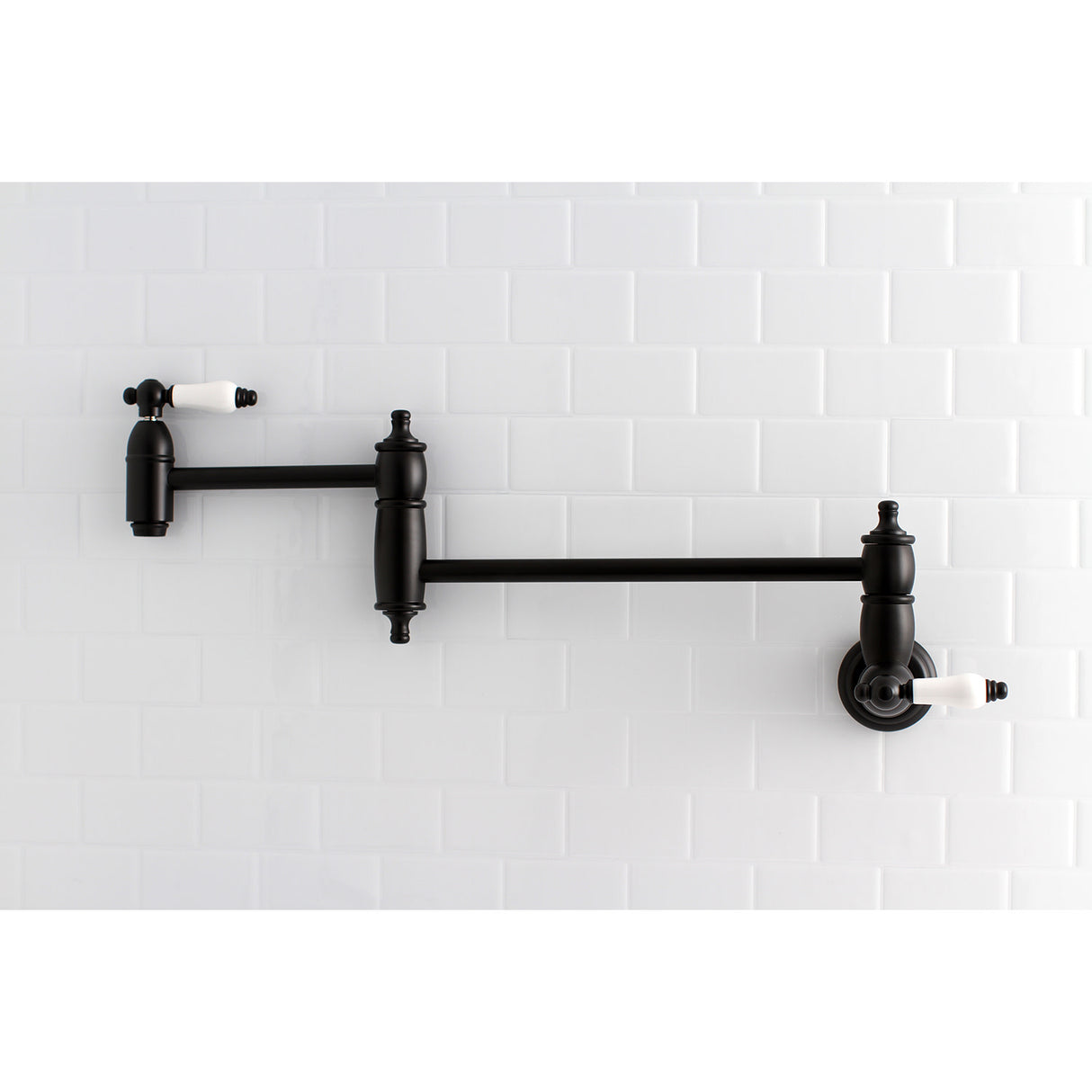 Kingston Brass KS3100PL Restoration Wall Mount Pot Filler Kitchen Faucet, Matte Black