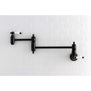 Kingston Brass KS3100PL Restoration Wall Mount Pot Filler Kitchen Faucet, Matte Black