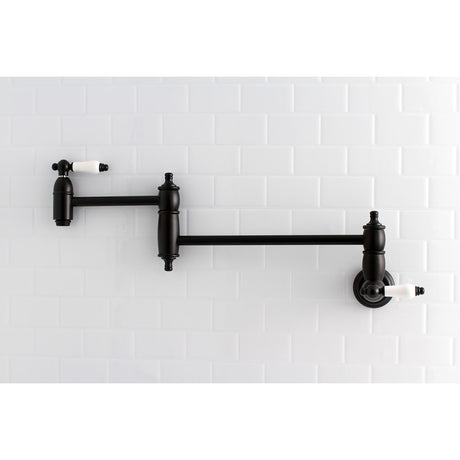Kingston Brass KS3100PL Restoration Wall Mount Pot Filler Kitchen Faucet, Matte Black