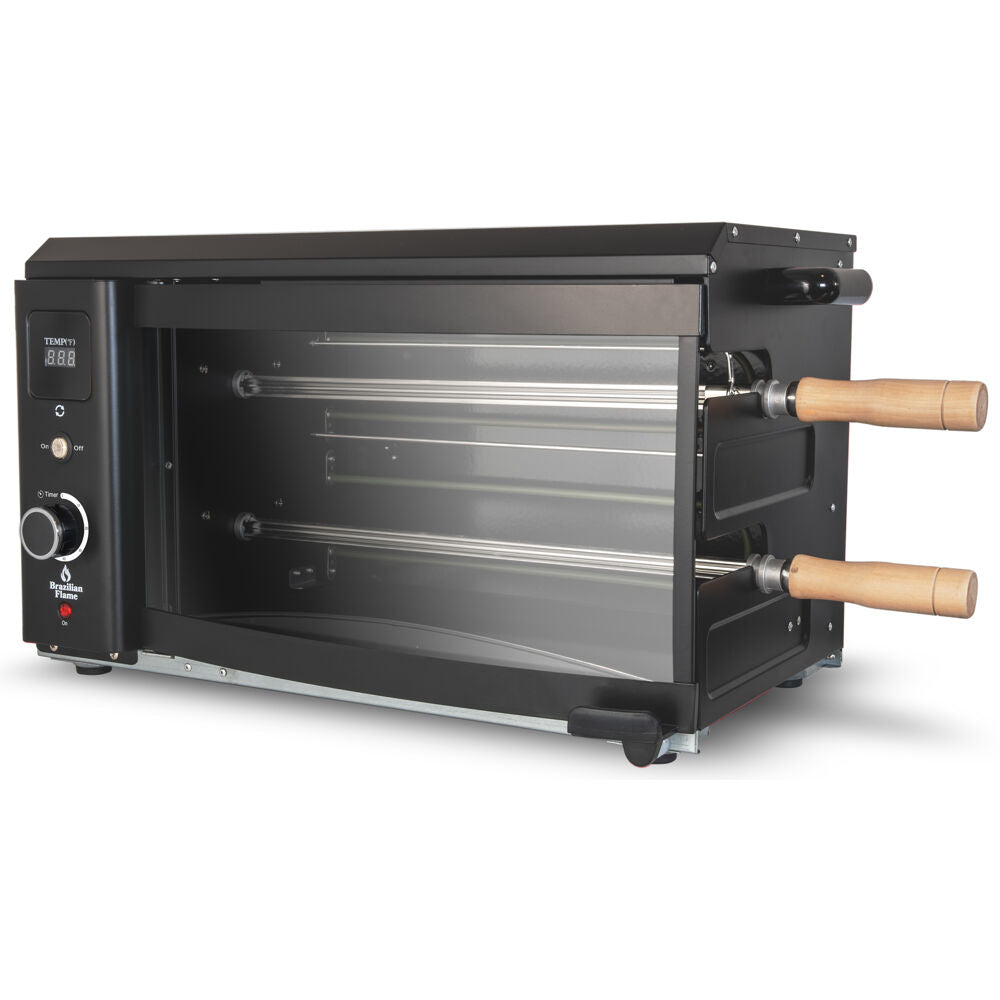 Brazilian Flame BD-02X-BLACK Electric Rotisserie Brazilian Grill, 2 Skewer Unit