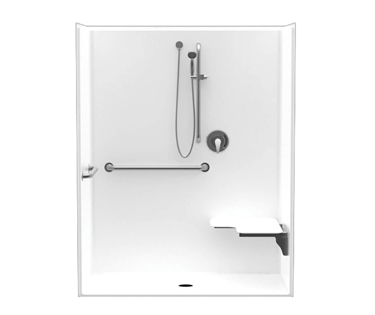 MAAX 106548-000-002-002 MX QSI-6233-BF 0.75 in. AcrylX Alcove Center Drain One-Piece Shower in White