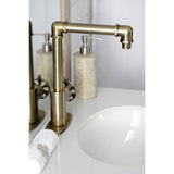Kingston Brass KSD144RXAB Belknap Single-Handle Bathroom Faucet with Push Pop-Up, Antique Brass