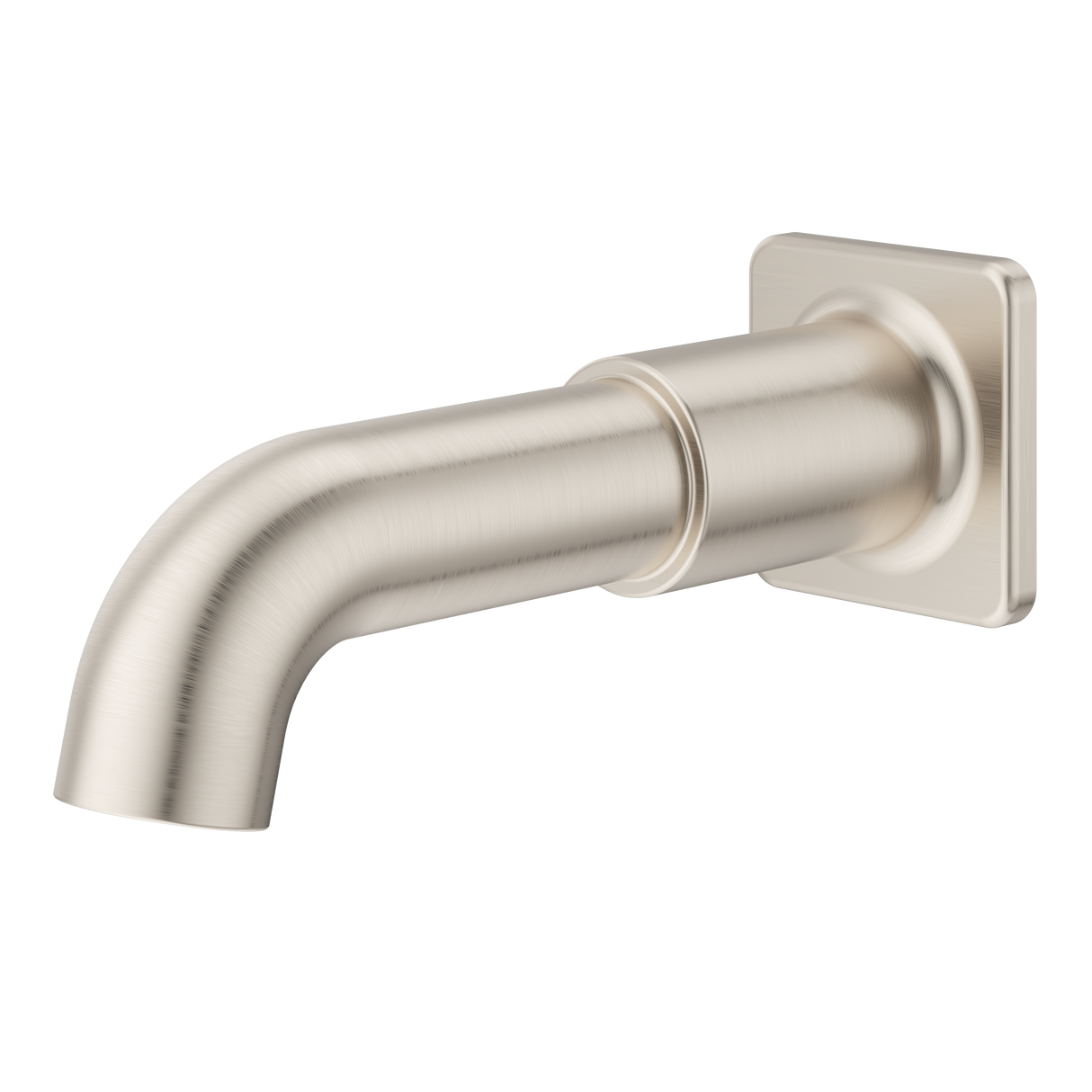 Square Non-Divertering Tub Spout in Brushed Nickel