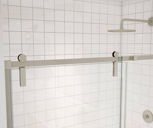 MAAX 137681-900-305-000 Outback 55 ¼ - 58 ½ x 70 ½ in. 8mm Sliding Shower Door for Alcove Installation with Clear glass in Brushed Nickel