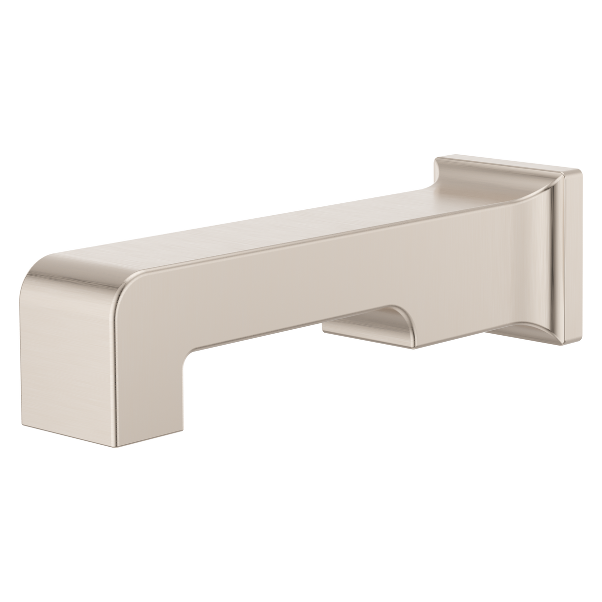 Modern Square Non-Diverting Tub Spout in Brushed Nickel
