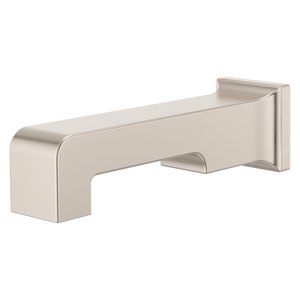 Modern Square Non-Diverting Tub Spout in Brushed Nickel