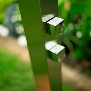 DAX Stainless Steel Outdoor Shower with Shelves and Foot Wash, Chrome DAX-S307