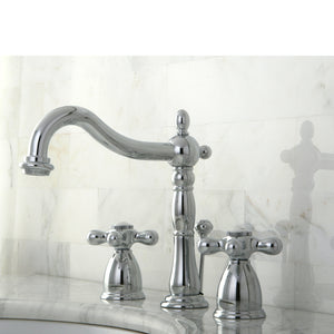 Kingston Brass KB1971AX Heritage Widespread Bathroom Faucet with Plastic Pop-Up, Polished Chrome