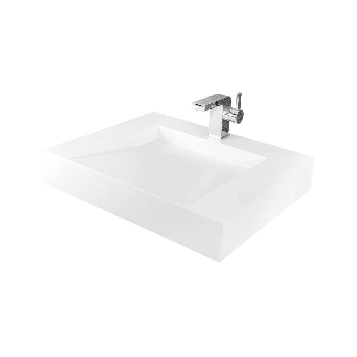 DAX Solid Surface Rectangular Single Bowl Wall Mount Bathroom Basin, Matte White DAX-AB-1379