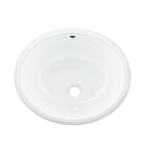 DAX Ceramic Oval Single Bowl Undermount Bathroom Basin, White BSN-100