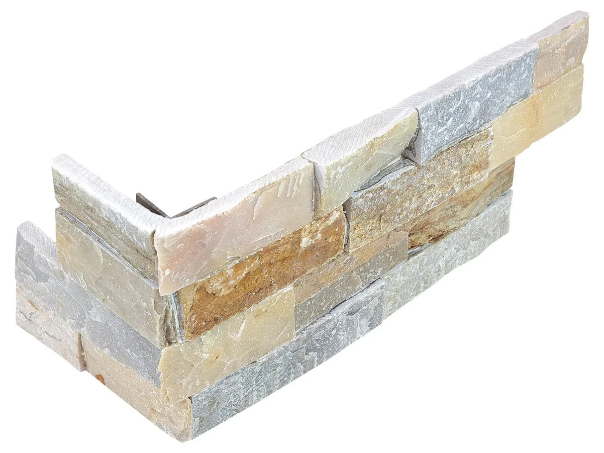 Anatolia Tile 6X18 Assembled Corner Ledger Stone Beachwalk Split Face Stone Trim 76-367  - premium natural stone mosaic tile from Anatolia Tile, available at PoshHaus showroom in Keene, NH