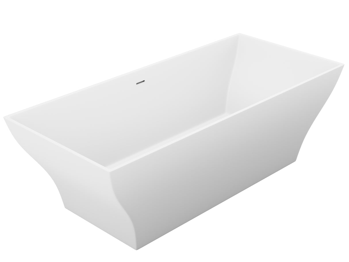 ANZZI FT-AZ509 Crema 5.9 ft. Solid Surface Center Drain Freestanding Bathtub in Matte White