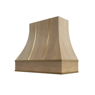 Brooklyn Fawn Curved Hood with Brass Strapping - 36" W x 36" H