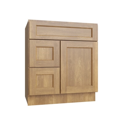 Brooklyn Fawn Vanity Sink Base Left Drawer Stacking Cabinet - 30" W