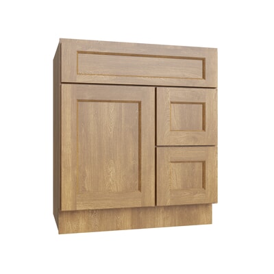 Brooklyn Fawn Vanity Sink Base Right Drawer Stacking Cabinet - 30" W