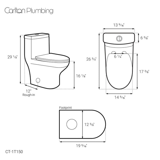 Vezina One-Piece Elongated Toilet Dual Vortex Flush 1.1/1.6 gpf