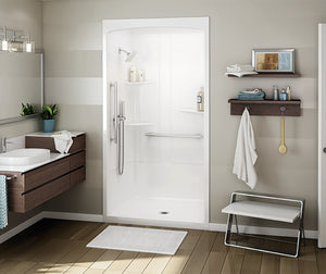MAAX 107004-SL-000-001 ALLIA SHR-4834 Acrylic Alcove Center Drain Three-Piece Shower in White