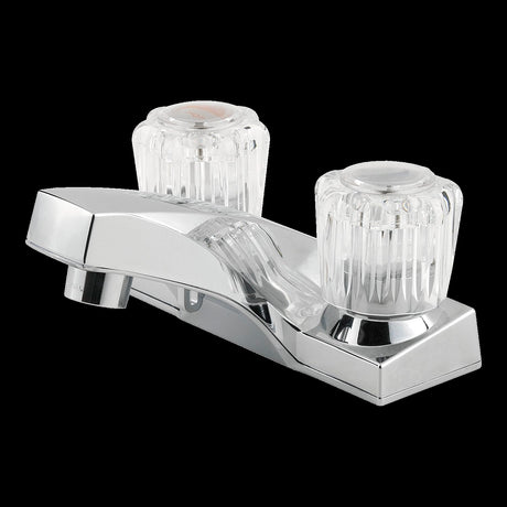 Pfirst Series 2-Handle 4" Centerset Bathroom Faucet with Acrylic Handles in Polished Chrome