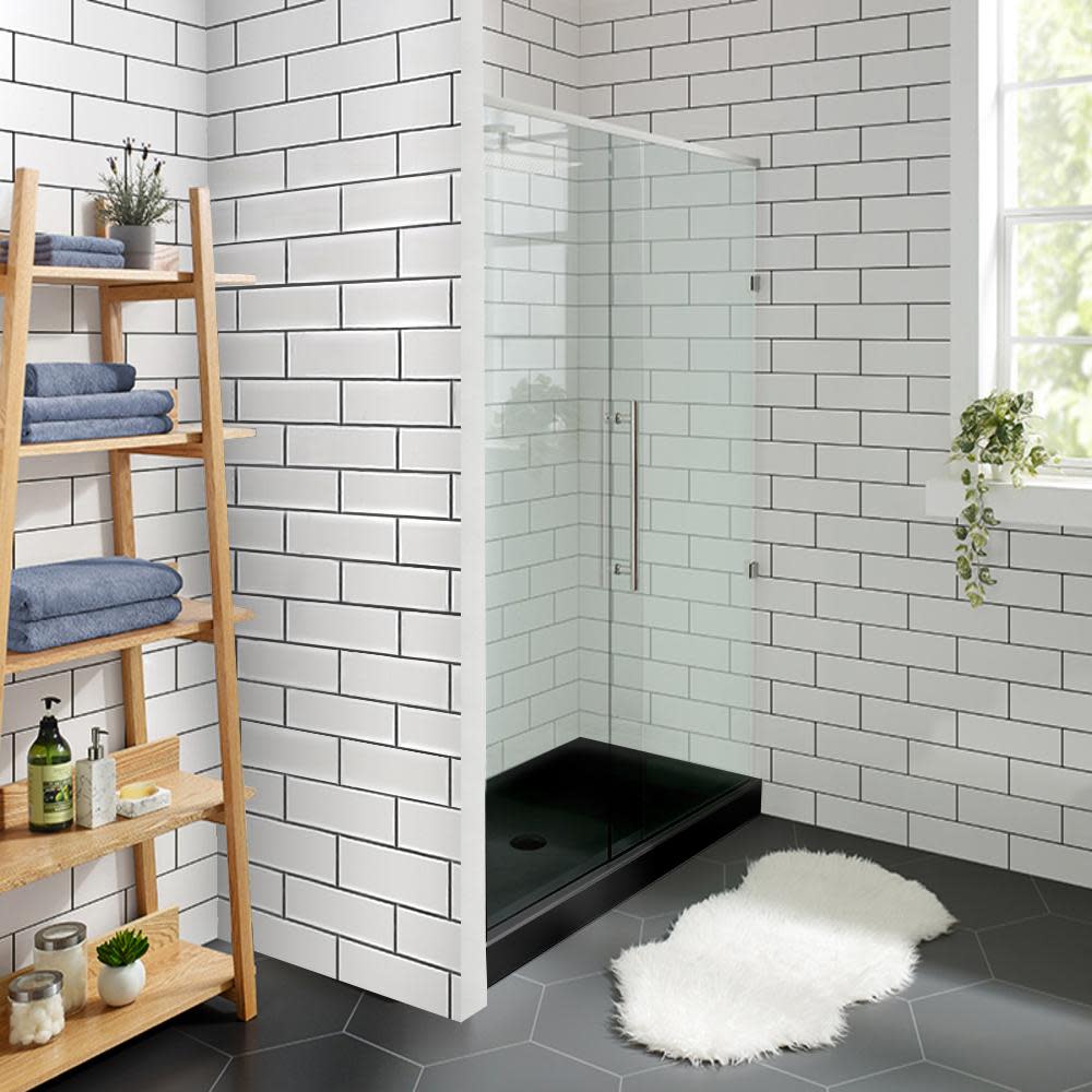 Voltaire 48 x 32 Acrylic Black, Single-Threshold, Center Drain, Shower Base