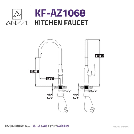 ANZZI KF-AZ1068BN Cresent Single Handle Pull-Down Sprayer Kitchen Faucet in Brushed Nickel