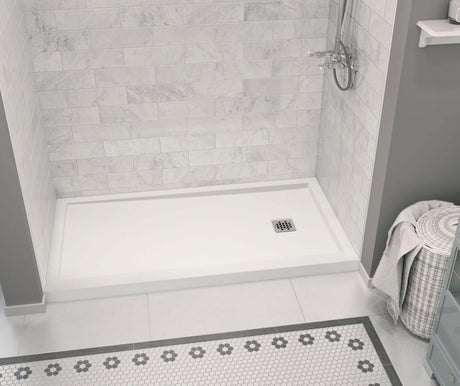 MAAX 106356-000-001-002 Zone Square 60 x 32 Acrylic Alcove or Corner Shower Base with Right-Hand Drain in White