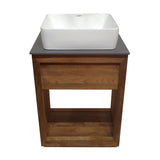 Rennes 24" Reclaimed Wood Vanity in Walnut with Slate Countertop and Single Hole Vessel Sink