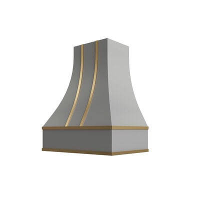 Brooklyn Gray Curved Hood with Brass Strapping - 30" W x 30" H