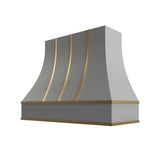 Brooklyn Gray Curved Hood with Brass Strapping - 48" W x 36" H