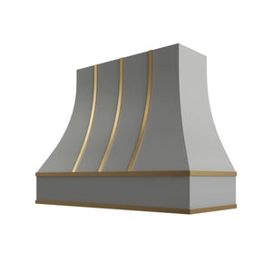 Brooklyn Gray Curved Hood with Brass Strapping - 48" W x 36" H