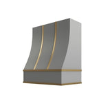 Brooklyn Gray Sloped Hood with Brass Strapping - 30" W x 48" H